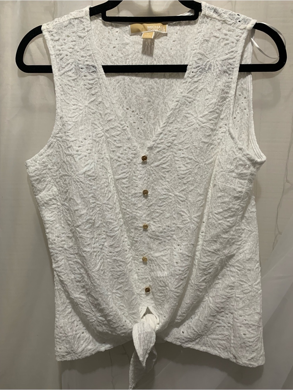 Michael Kors Floral Textured Button Down Sleeveless Top